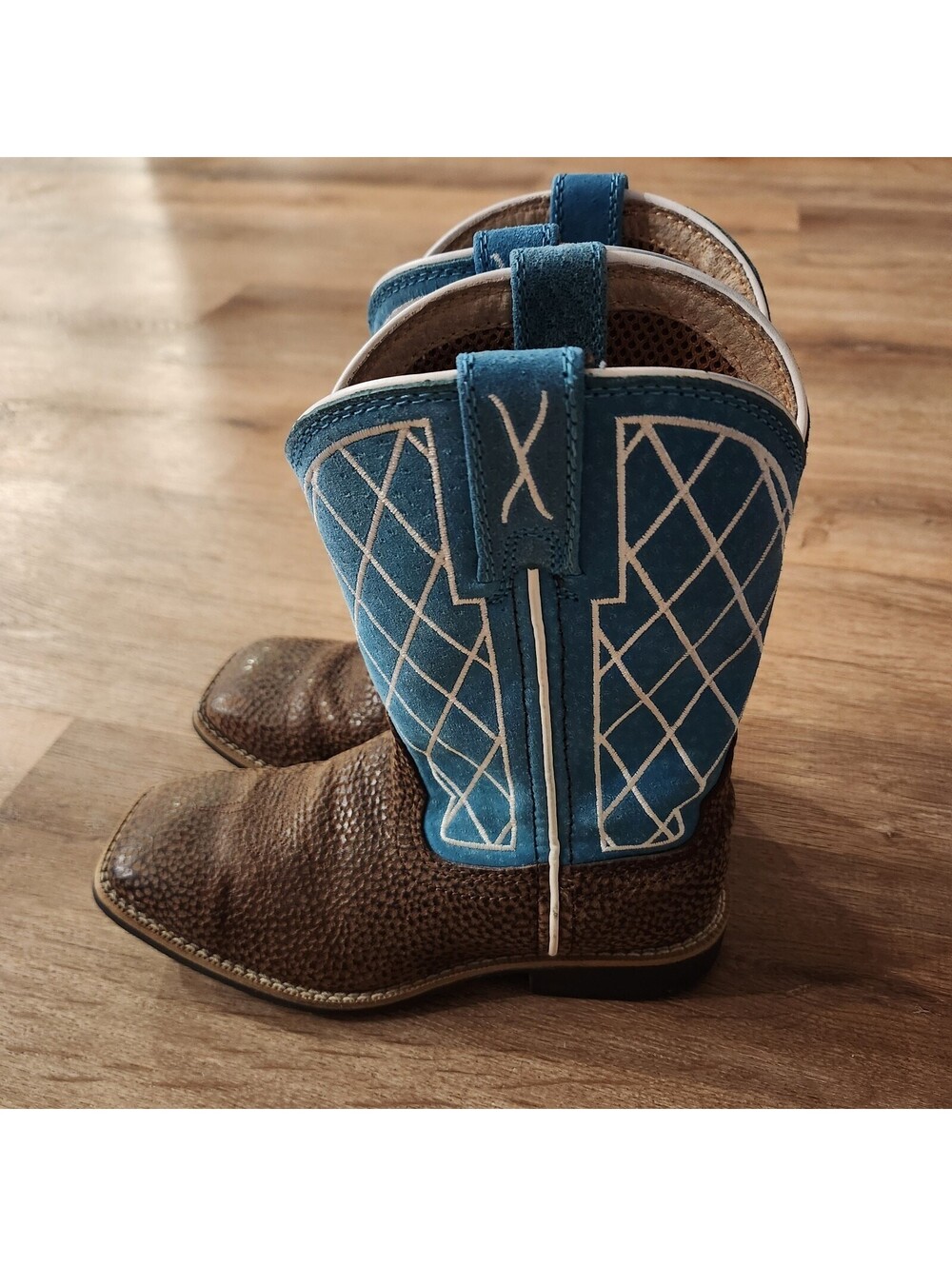 Twisted X Boots Youth 13.5 Top Hand Distressed Saddle Teal Cowboy Boot Boys